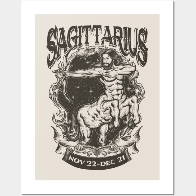 Vintage Sagittarius Wall Art by BNXKT